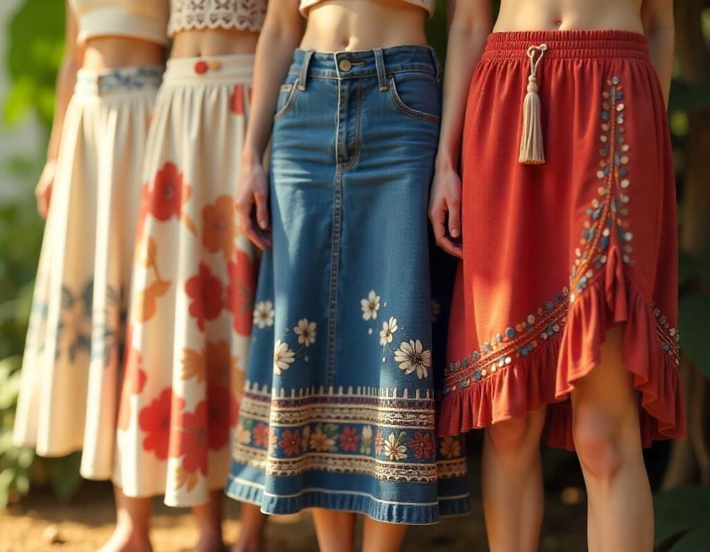 boho mini skirt